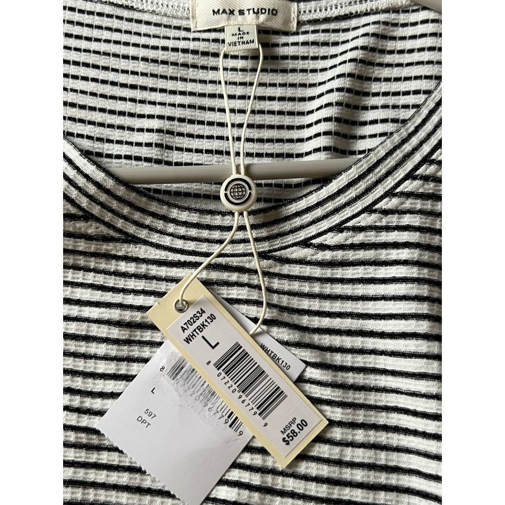 Max Studio women's black and white sleeveless top/coverup size L NWT - Picture 6 of 10